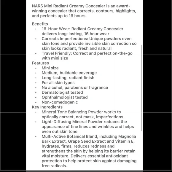 NARS Radiant Cream Concealer Mini-Vanilla(L2 Very Light W Neutral Undertones) - Picture 2 of 2